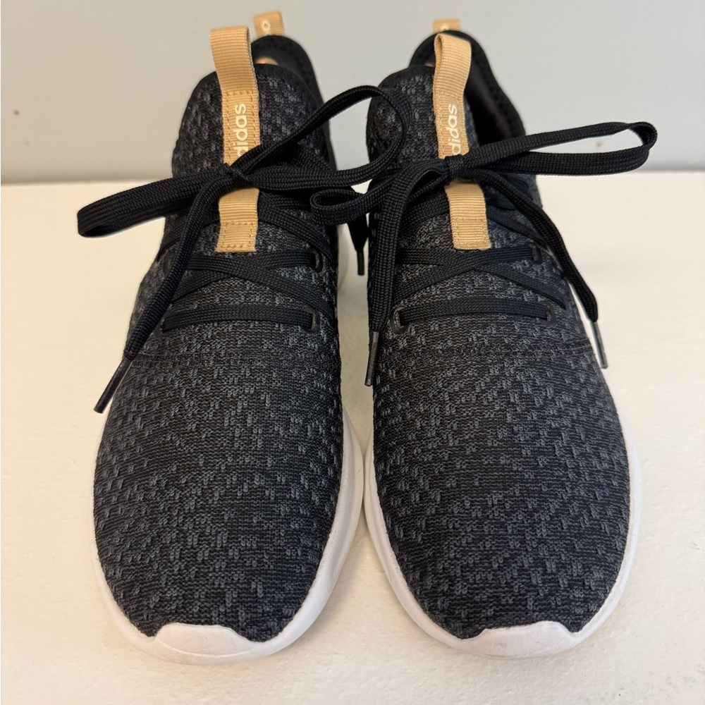 Adidas Cloudfoam Pure Women's Shoes Black Tan Gold Sneakers F34677 Size 10